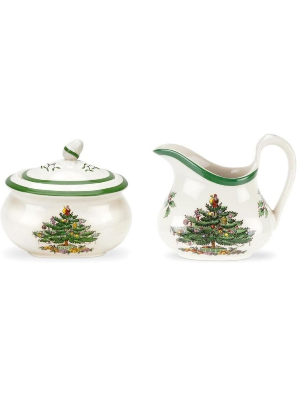 Festive Holiday Sugar & Creamer Set - 16oz Sugar Bowl & 8oz Creamer - Dishwasher